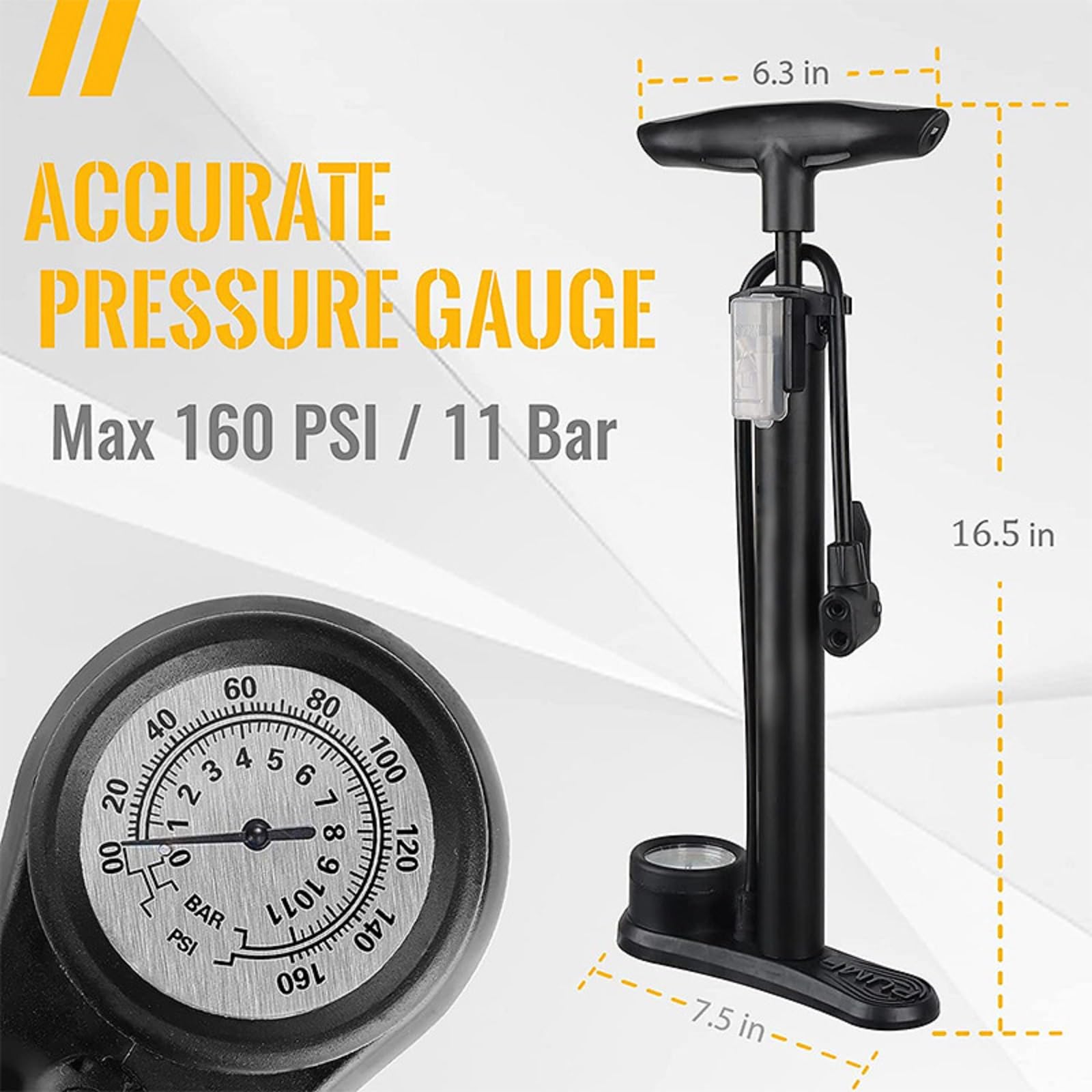 Amazon | 自転車 空気入れ フロアポンプ 仏式/米式/英式バルブ対応